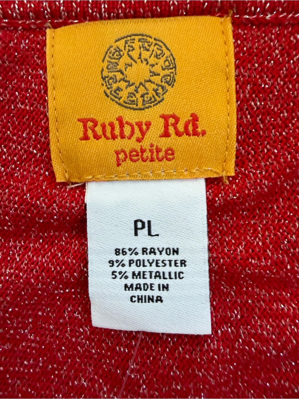 NEW! Ruby Rd. Red Metallic Cowl Neck Top - Picture 2 of 6